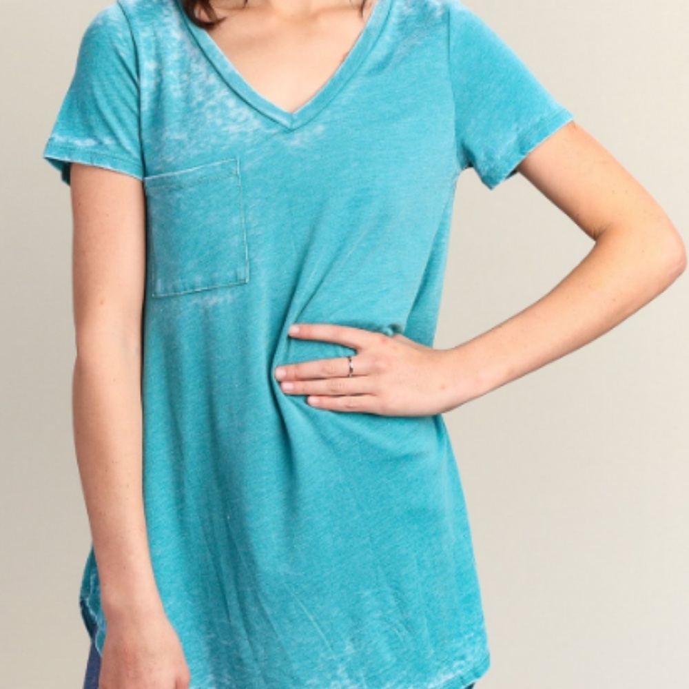 New Blue Washed Pocket Top